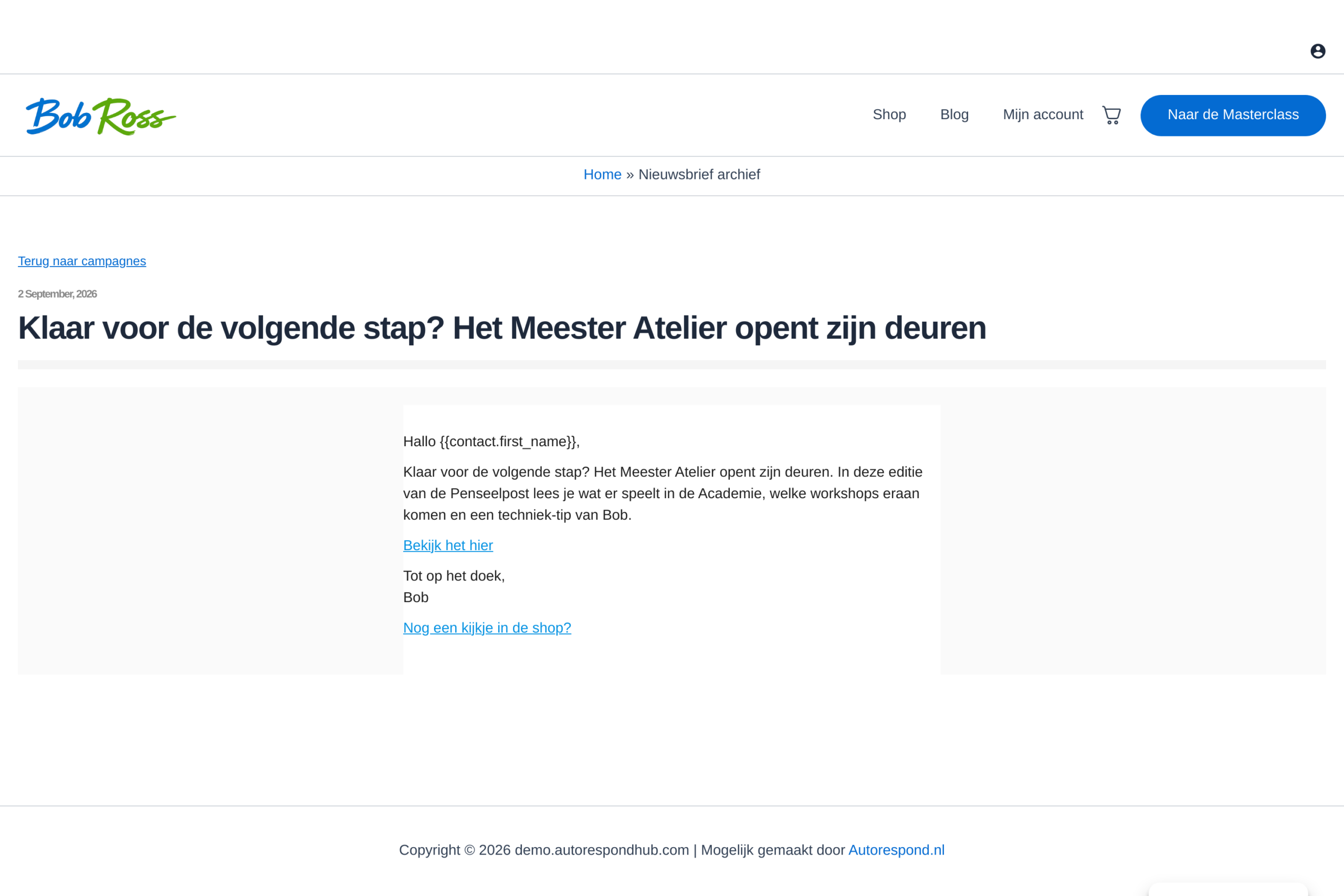Een losse nieuwsbrief geopend vanuit het archief op de website